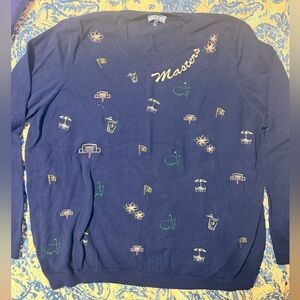 Navy Embroidered Crewneck Sweater - Masters